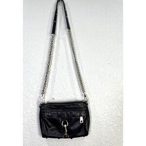 Rebecca Minkoff MAC Black Leather Crossbody Shoulder Bag Chain Link‎ Strap Y2K